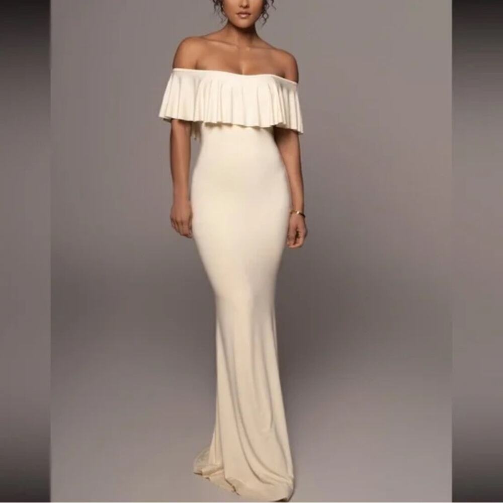 JLUXLABEL Off the Shoulder Estelle Dress in Buttercream Large